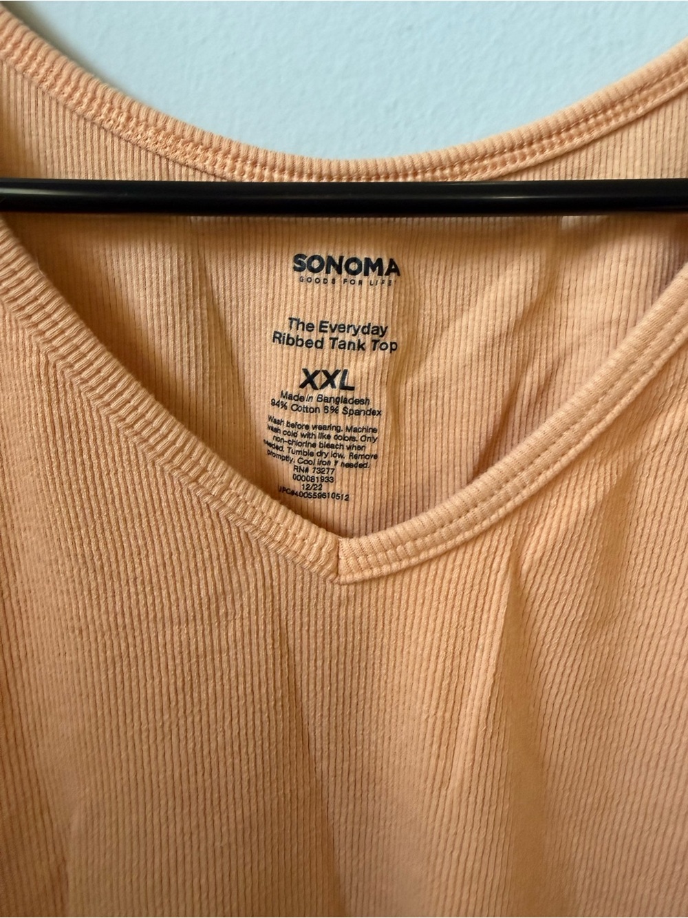 Sonoma Ribbed Tank Top - Peachy Apricot